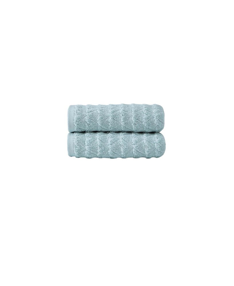 Set of Two Aqua Geometric Turkish Cotton 16" X 30" Hand Towels — view 2