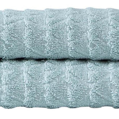 Set of Two Aqua Geometric Turkish Cotton 16" X 30" Hand Towels HomeRoots