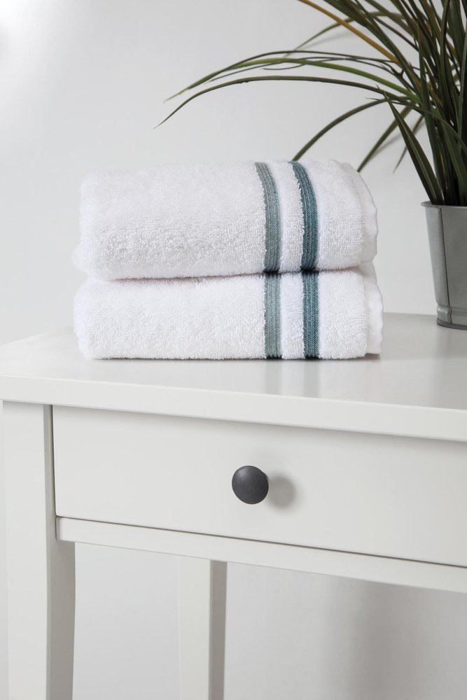 Set of Two White Turkish Cotton 16" X 30" Hand Towels — view 1