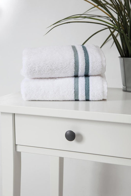 Set of Two White Turkish Cotton 16" X 30" Hand Towels