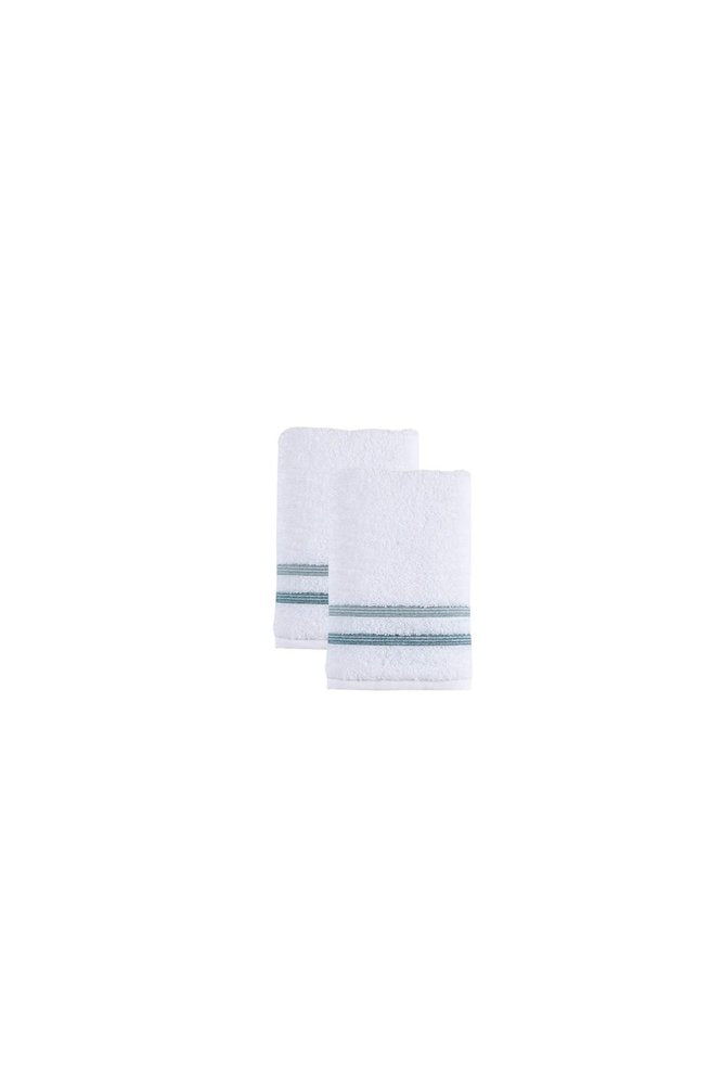 Set of Two White Turkish Cotton 16" X 30" Hand Towels HomeRoots