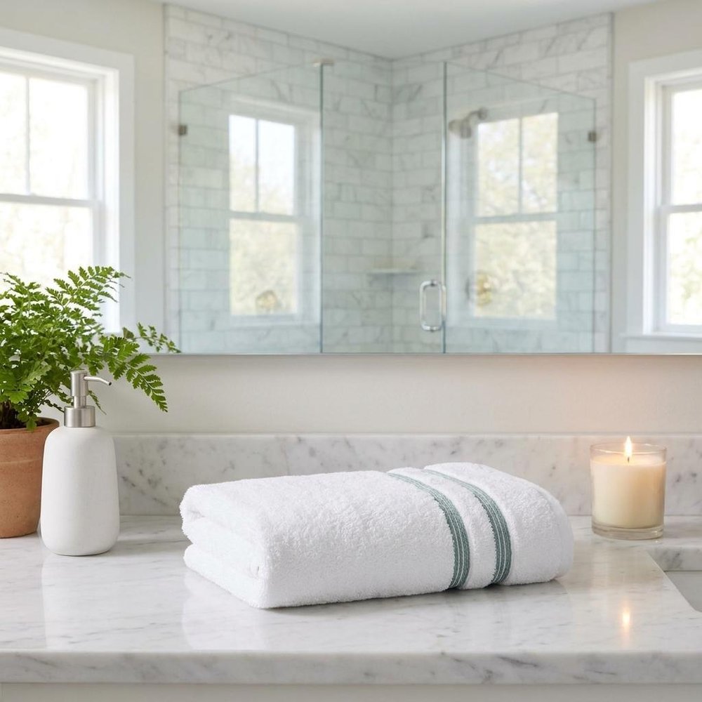 Set of Two White Turkish Cotton 16" X 30" Hand Towels — view 4