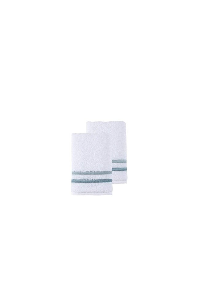Set of Two White Turkish Cotton 16" X 30" Hand Towels — view 7