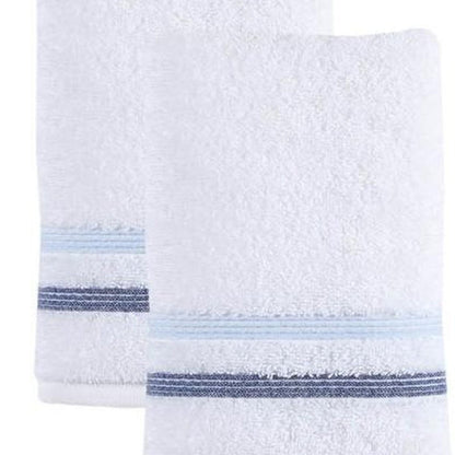 Set of Two White Turkish Cotton 16" X 30" Hand Towels HomeRoots