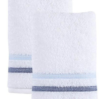 Set of Two White Turkish Cotton 16" X 30" Hand Towels HomeRoots