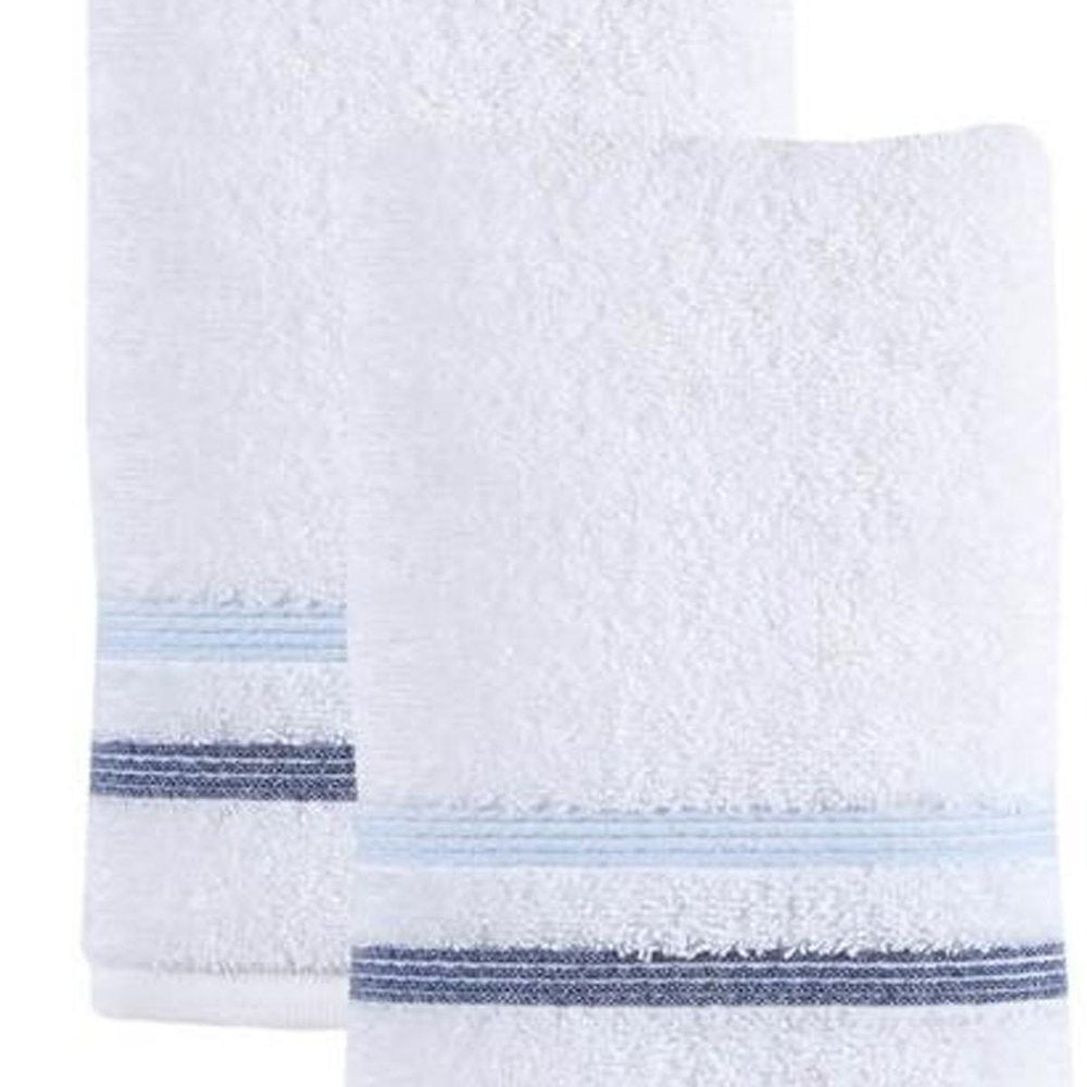 Set of Two White Turkish Cotton 16" X 30" Hand Towels — view 12
