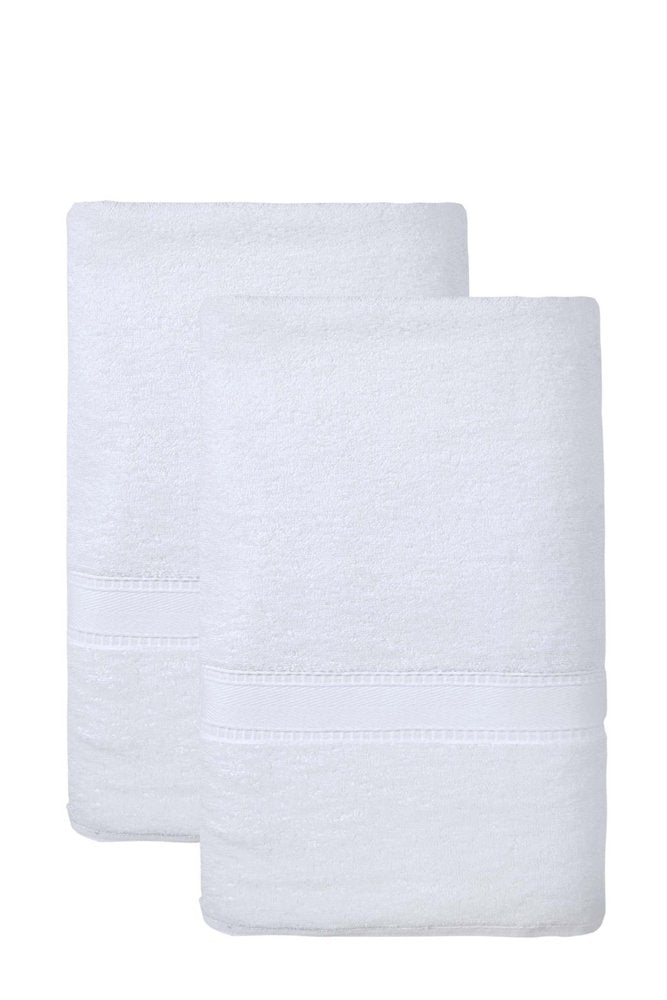 Set of Two White Turkish Cotton 40" X 60" Bath Sheets HomeRoots