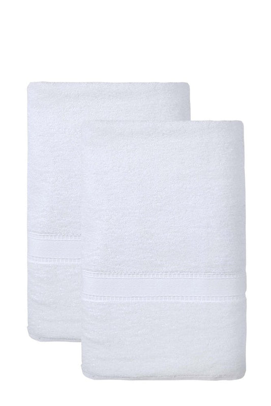 Set of Two White Turkish Cotton 40" X 60" Bath Sheets