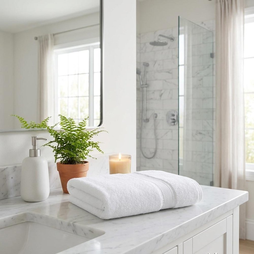 Set of Two White Turkish Cotton 40" X 60" Bath Sheets — view 2