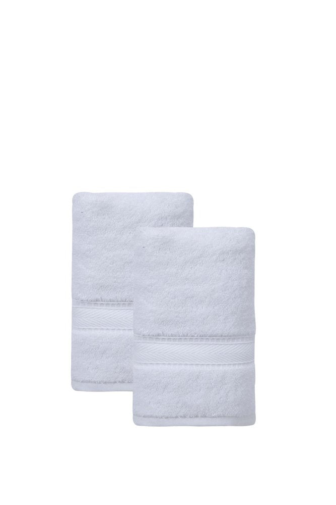 Set of Two White Turkish Cotton 16" X 30" Hand Towels HomeRoots