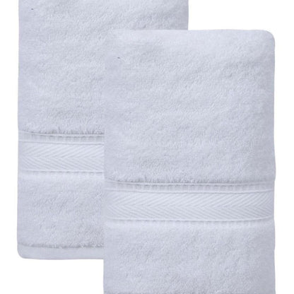 Set of Two White Turkish Cotton 16" X 30" Hand Towels HomeRoots