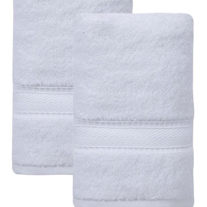 Set of Two White Turkish Cotton 16" X 30" Hand Towels HomeRoots