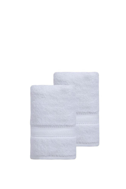 Set of Two White Turkish Cotton 16" X 30" Hand Towels HomeRoots