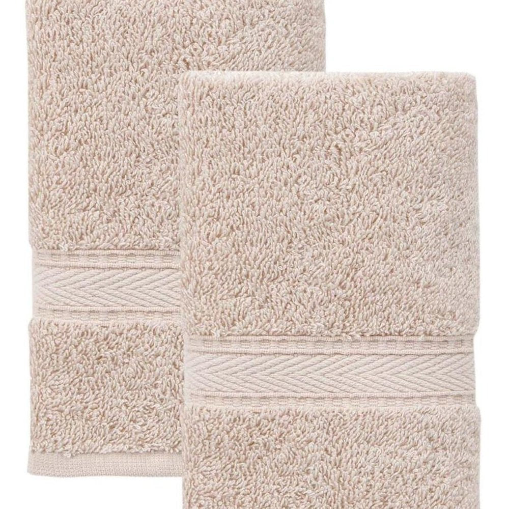 Set of Two White Turkish Cotton 16" X 30" Hand Towels HomeRoots