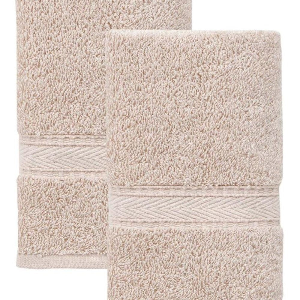 Set of Two White Turkish Cotton 16" X 30" Hand Towels HomeRoots