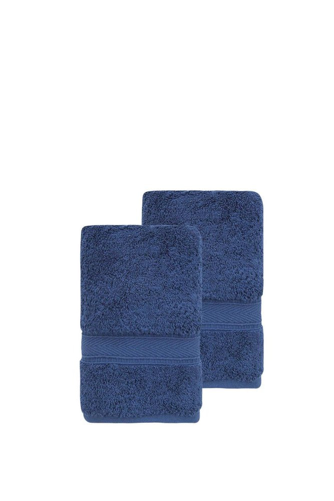 Set of Two White Turkish Cotton 16" X 30" Hand Towels HomeRoots