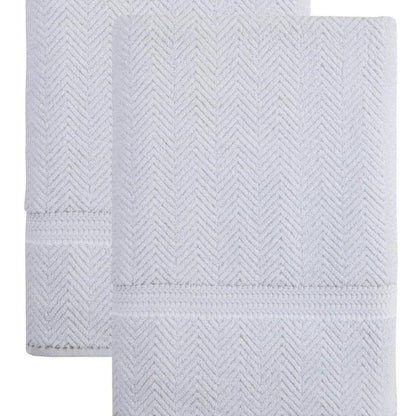 Set of Two White Chevron Turkish Cotton 40" X 70" Bath Sheets HomeRoots