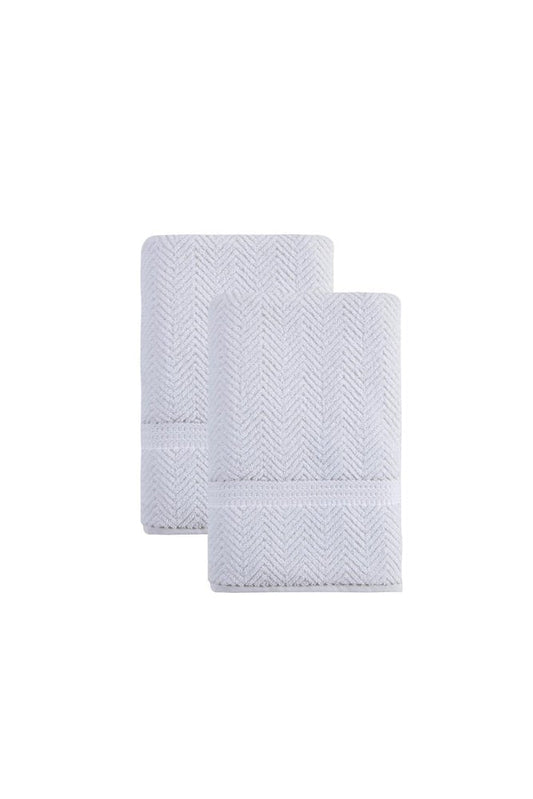Set of Two Navy Blue Chevron Turkish Cotton 27" X 54" Bath Towels