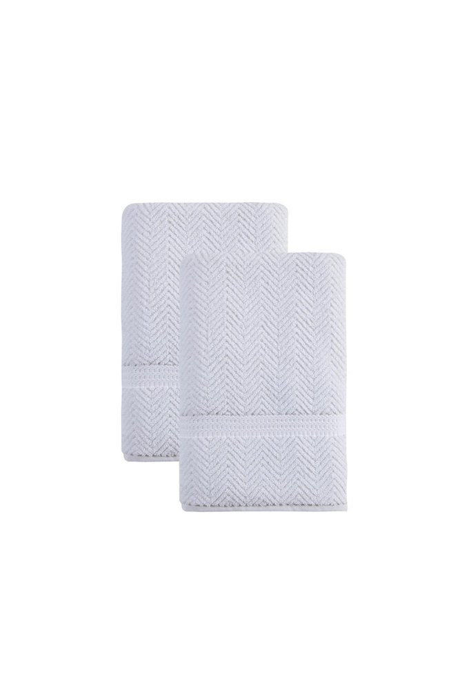 Set of Two Navy Blue Chevron Turkish Cotton 27" X 54" Bath Towels — view 1