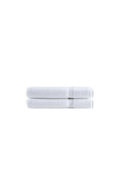 Set of Two Navy Blue Chevron Turkish Cotton 27" X 54" Bath Towels HomeRoots