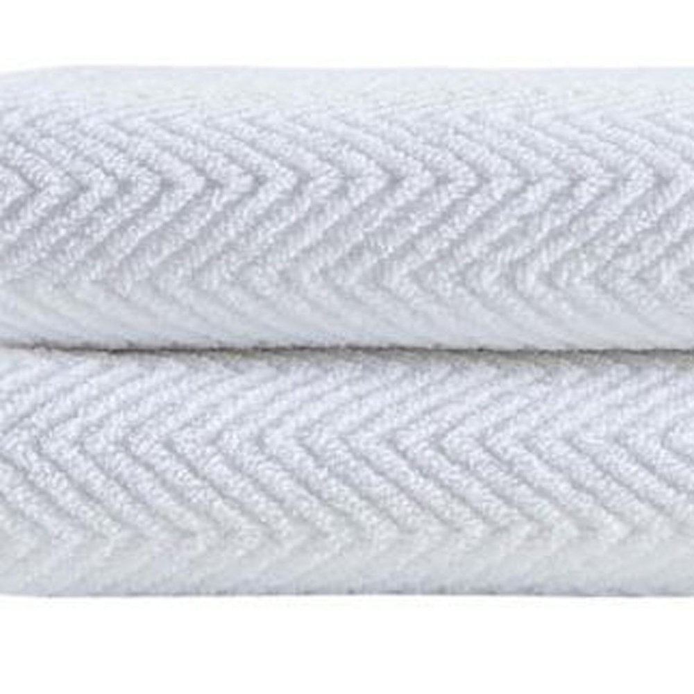 Set of Two Navy Blue Chevron Turkish Cotton 27" X 54" Bath Towels HomeRoots