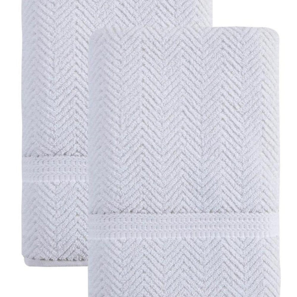 Set of Two Navy Blue Chevron Turkish Cotton 27" X 54" Bath Towels — view 5