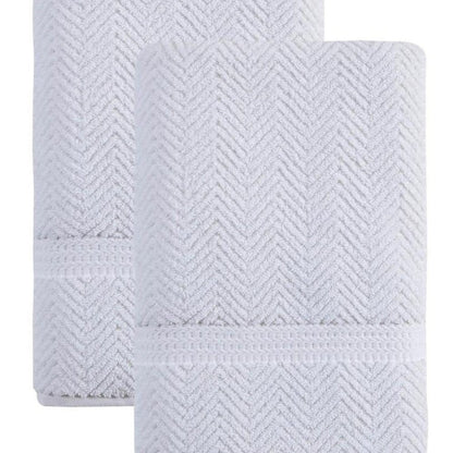 Set of Two Navy Blue Chevron Turkish Cotton 27" X 54" Bath Towels HomeRoots