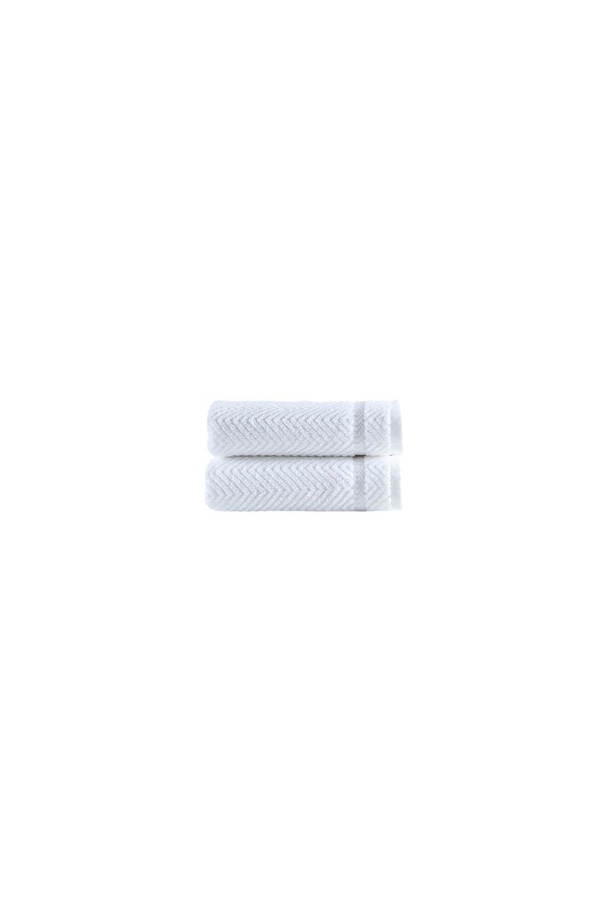 Set of Two White Chevron Turkish Cotton 16" X 30" Hand Towels — view 1