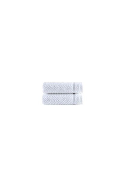 Set of Two White Chevron Turkish Cotton 16" X 30" Hand Towels HomeRoots