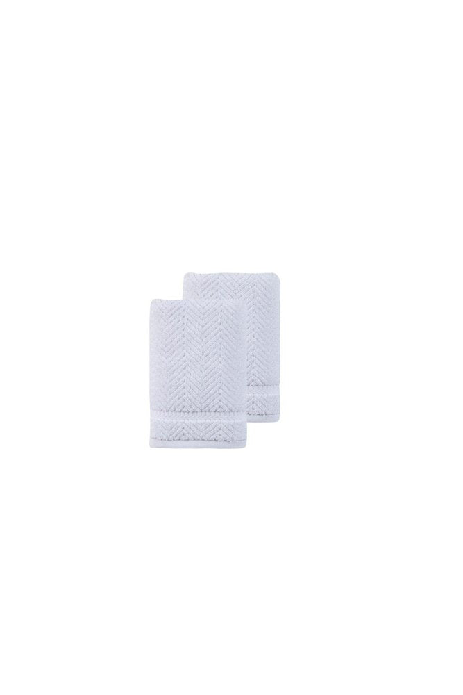 Set of Two White Chevron Turkish Cotton 16" X 30" Hand Towels — view 5