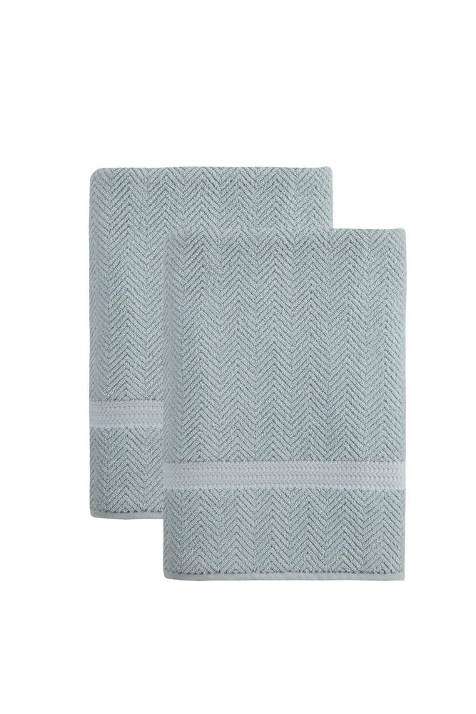Set of Two White Chevron Turkish Cotton 40" X 70" Bath Sheets — view 7