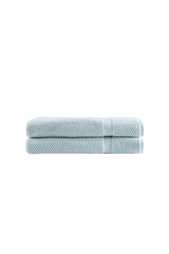 Set of Two White Chevron Turkish Cotton 40" X 70" Bath Sheets — view 8