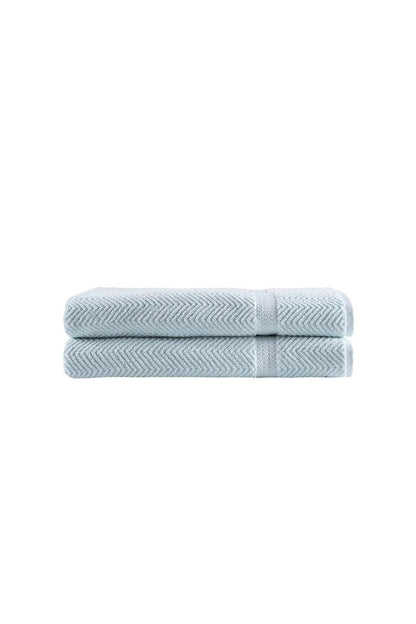 Set of Two White Chevron Turkish Cotton 40" X 70" Bath Sheets HomeRoots