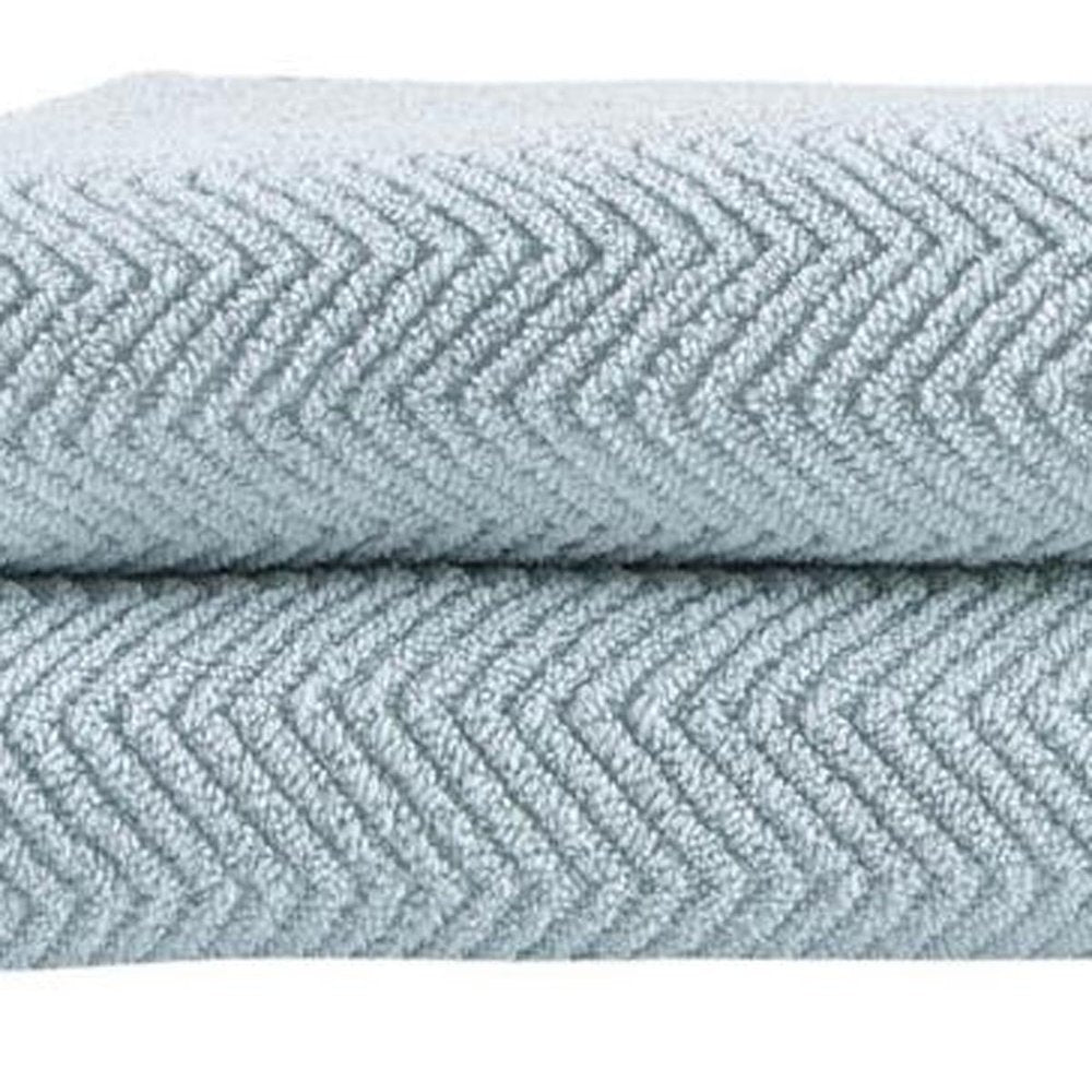 Set of Two White Chevron Turkish Cotton 40" X 70" Bath Sheets — view 9