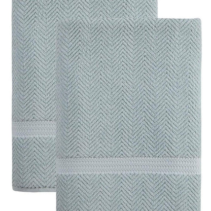 Set of Two White Chevron Turkish Cotton 40" X 70" Bath Sheets HomeRoots