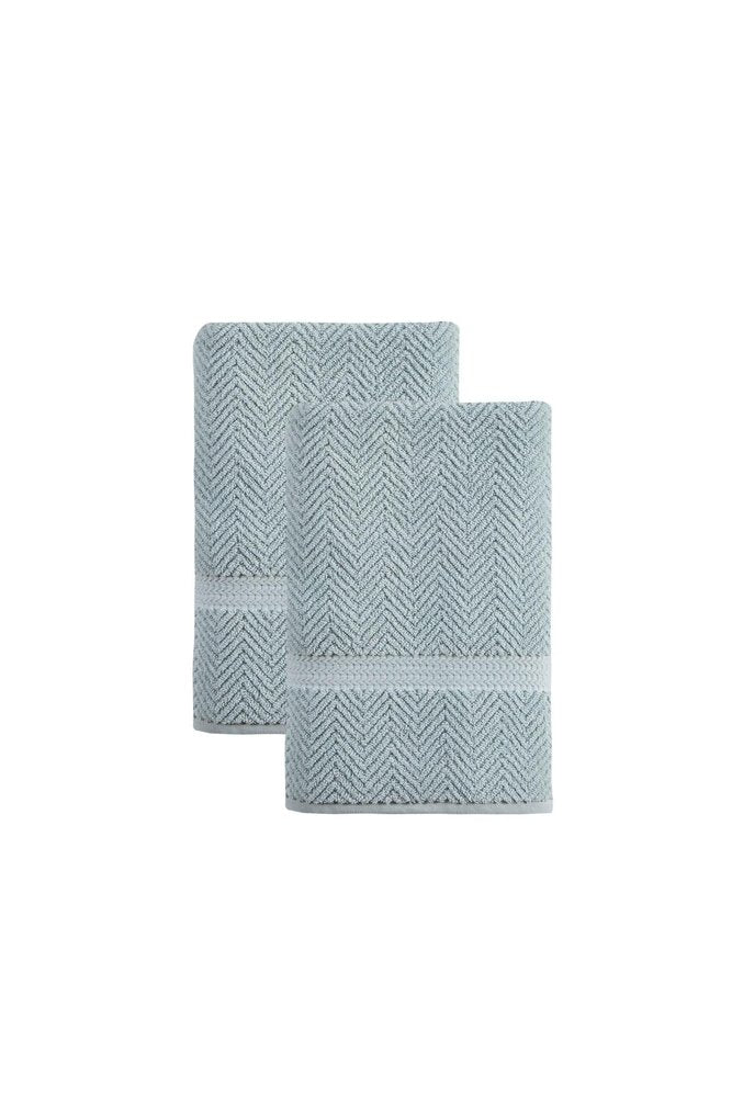 Set of Two Navy Blue Chevron Turkish Cotton 27" X 54" Bath Towels — view 7