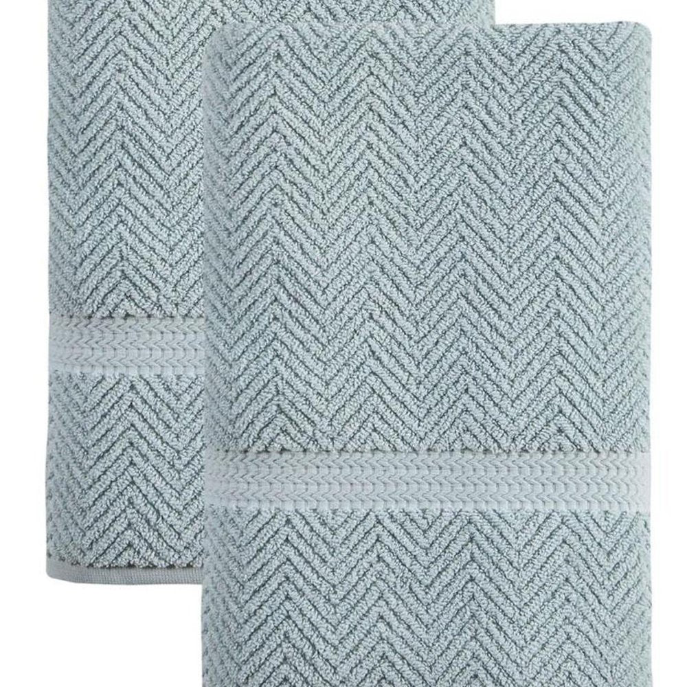 Set of Two Navy Blue Chevron Turkish Cotton 27" X 54" Bath Towels — view 9