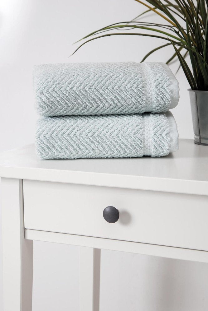 Set of Two White Chevron Turkish Cotton 16" X 30" Hand Towels — view 6