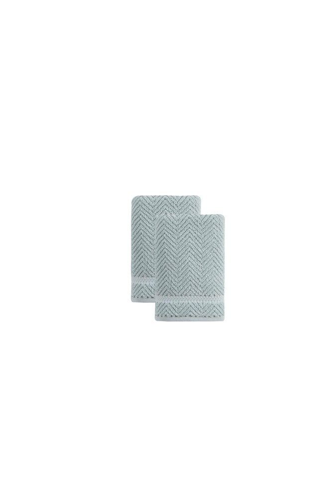 Set of Two White Chevron Turkish Cotton 16" X 30" Hand Towels HomeRoots