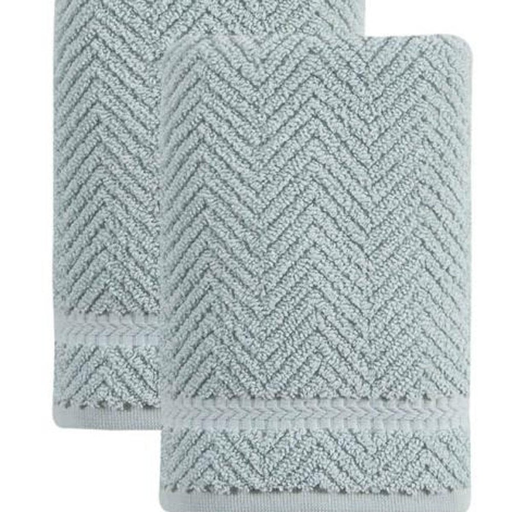 Set of Two White Chevron Turkish Cotton 16" X 30" Hand Towels — view 9