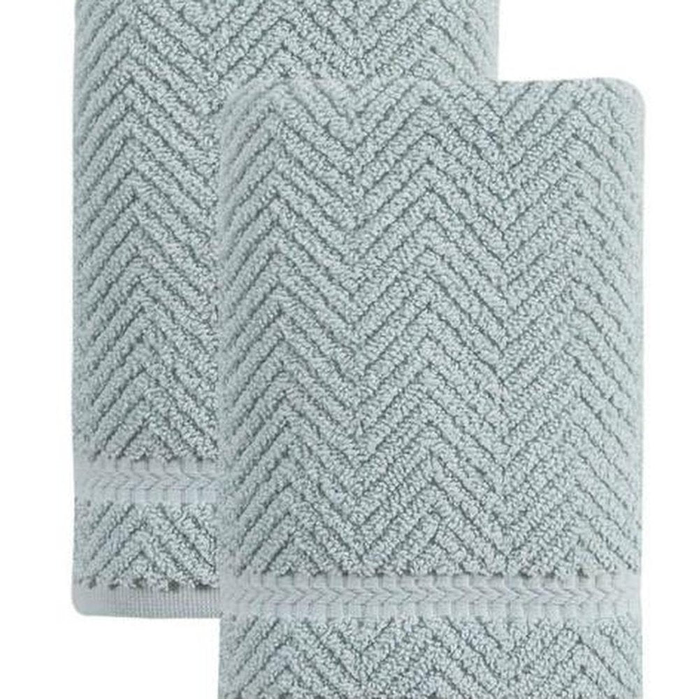 Set of Two White Chevron Turkish Cotton 16" X 30" Hand Towels HomeRoots