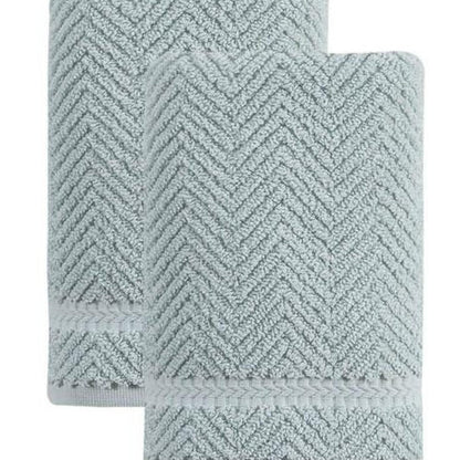 Set of Two White Chevron Turkish Cotton 16" X 30" Hand Towels HomeRoots