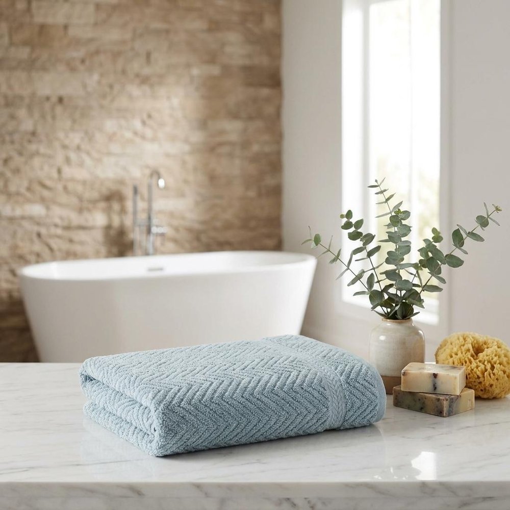 Set of Two White Chevron Turkish Cotton 16" X 30" Hand Towels — view 11