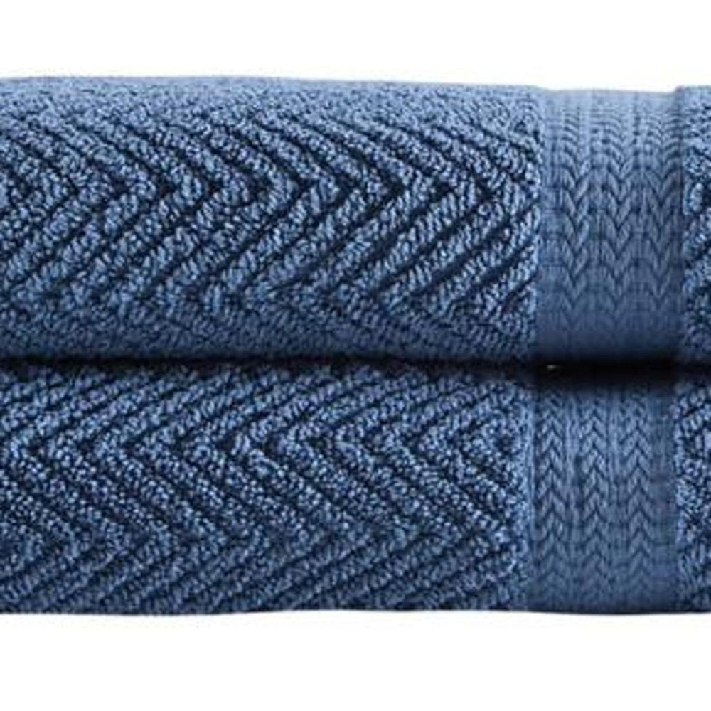 Set of Two Navy Blue Chevron Turkish Cotton 27" X 54" Bath Towels — view 14
