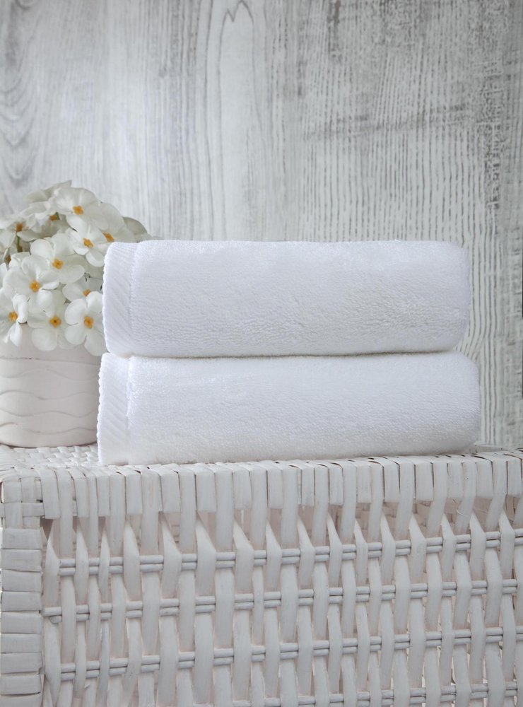 Set of Two White Turkish Cotton 16" X 30" Hand Towels HomeRoots