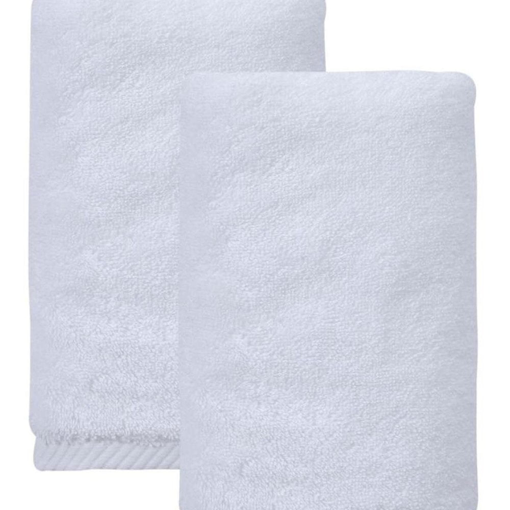 Set of Two White Turkish Cotton 16" X 30" Hand Towels HomeRoots