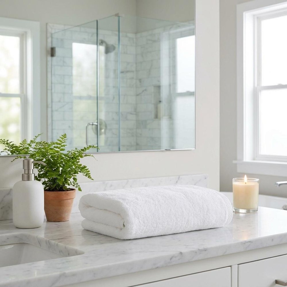 Set of Two White Turkish Cotton 16" X 30" Hand Towels — view 1