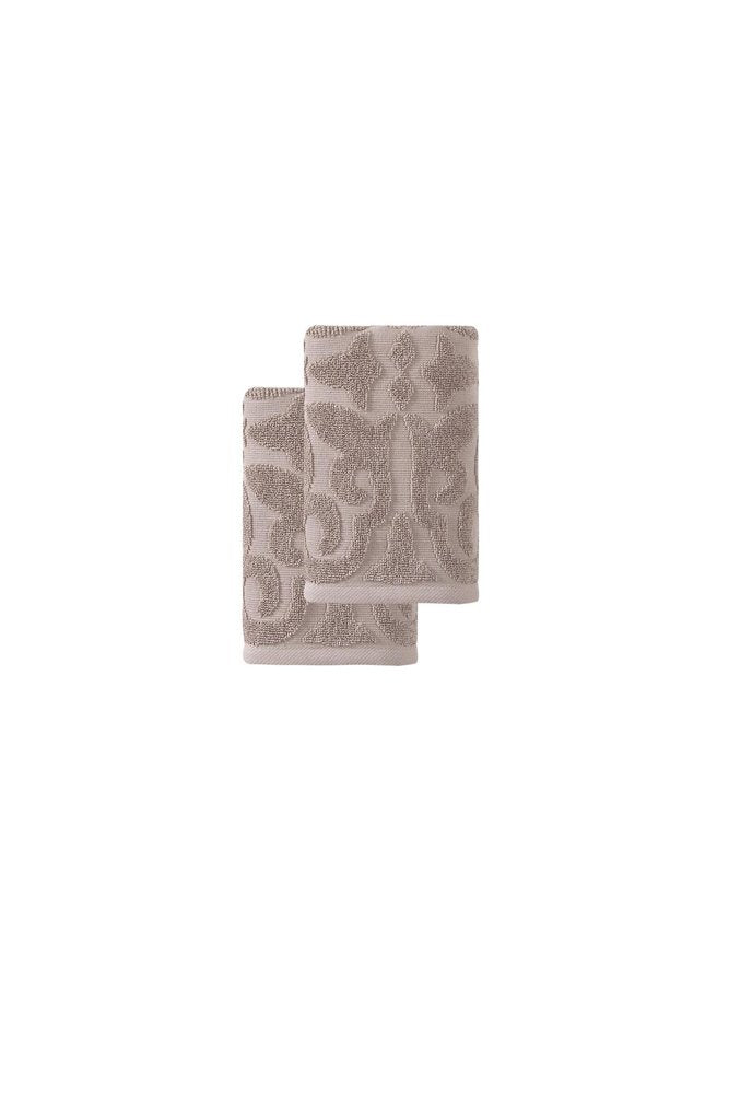 Set of Two Brown Floral Turkish Cotton 16" X 30" Hand Towels HomeRoots