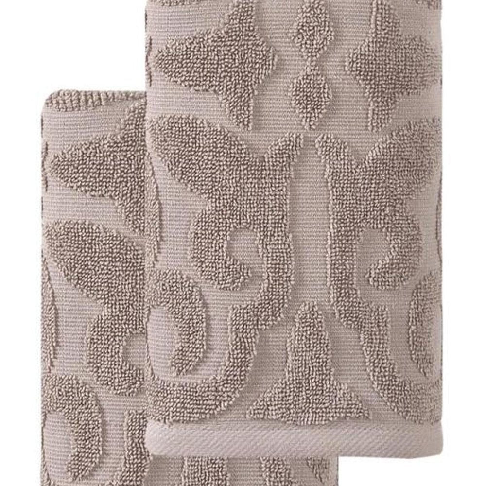Set of Two Brown Floral Turkish Cotton 16" X 30" Hand Towels — view 4