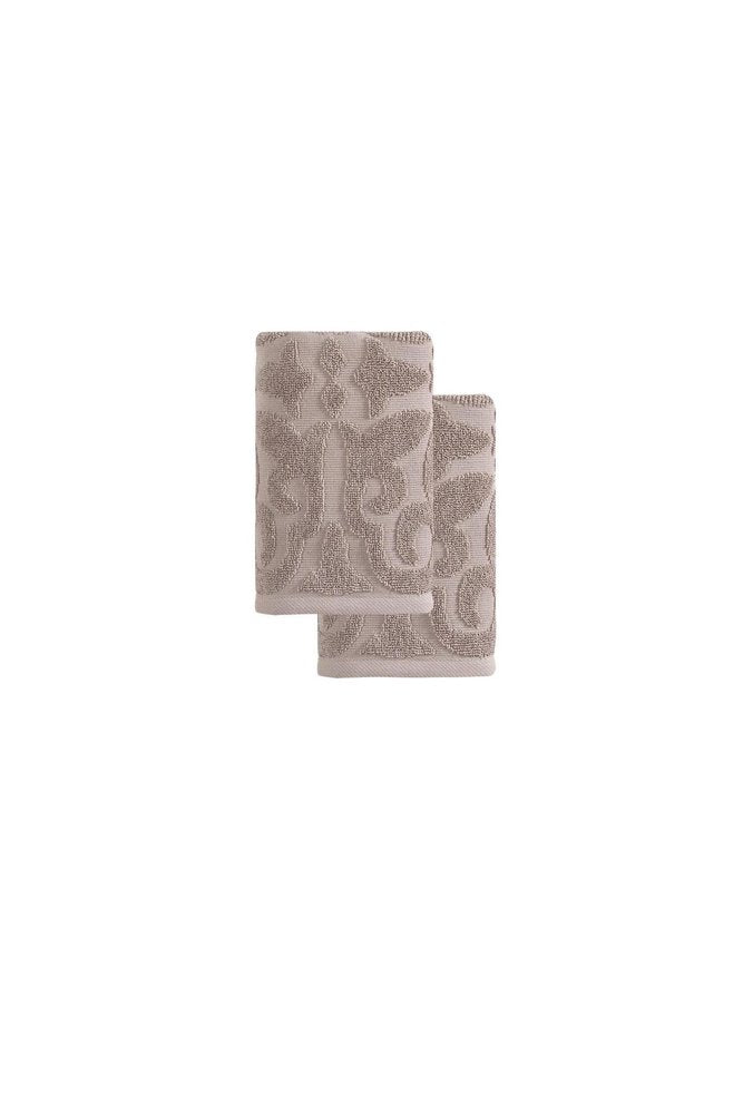 Set of Two Brown Floral Turkish Cotton 16" X 30" Hand Towels HomeRoots